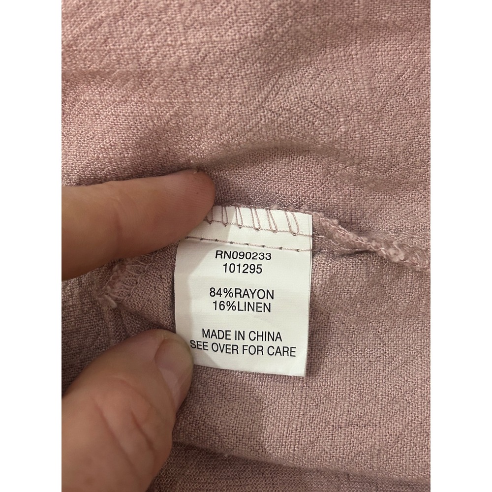 Me To We Mauve Ruffle Linen Crop Top Womens XS Rayon Linen Blend Short Sleeve - Picture 7 of 8